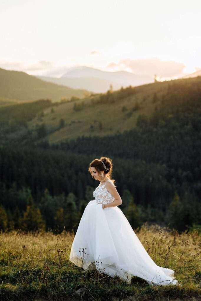 bride on colorado mountains