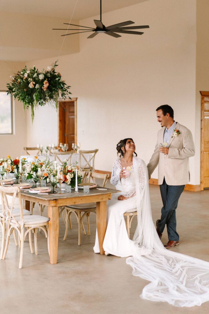 bride and groom during reception