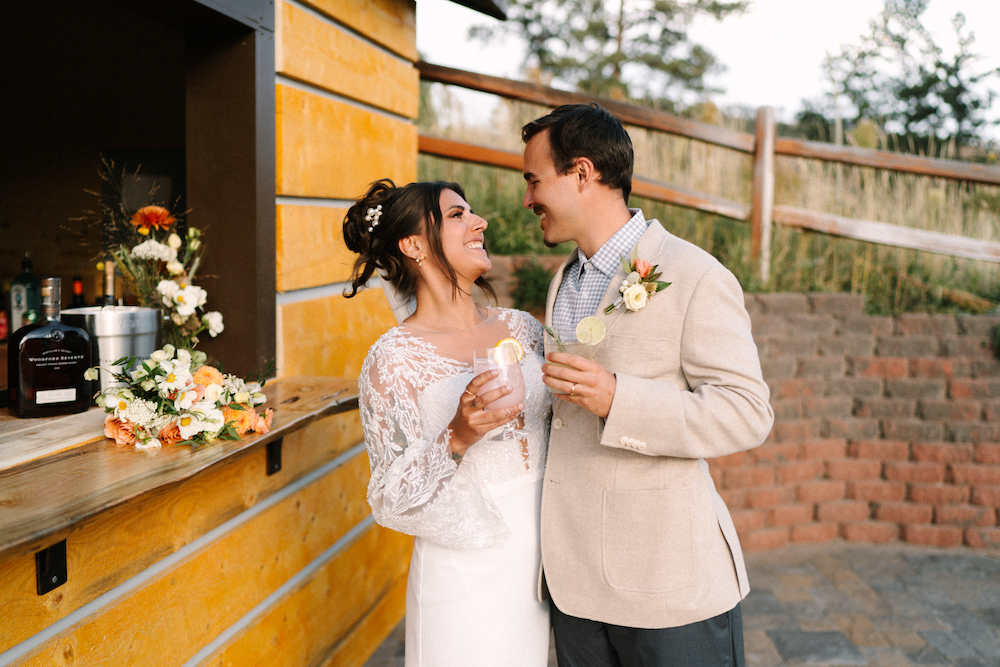 Bride & Groom Enjoying Cocktail Hour