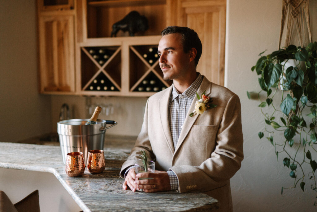 Groom in woodland suite