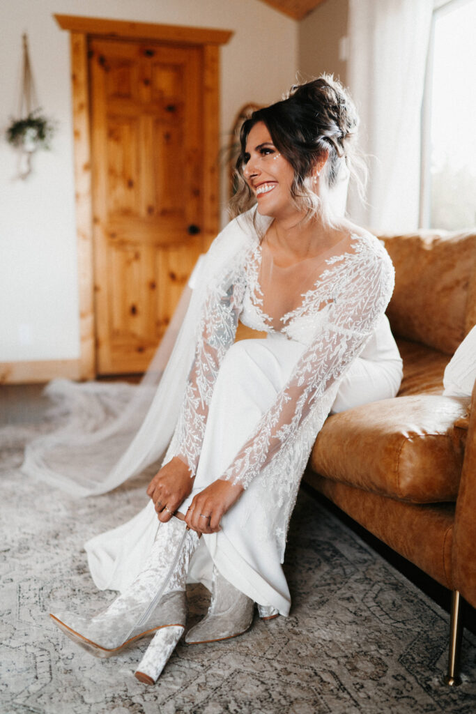 Bride Getting Ready in The Pikes Peak Getting Ready Suite