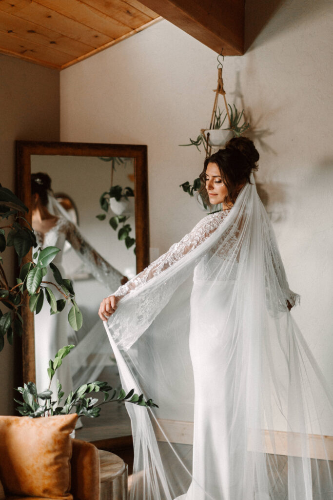 beautiful bride in the Pikes Peak Getting Ready Suite