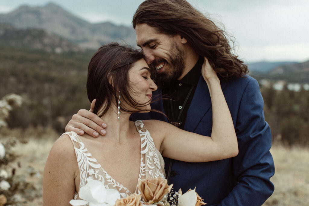 Happy couple during ceremony