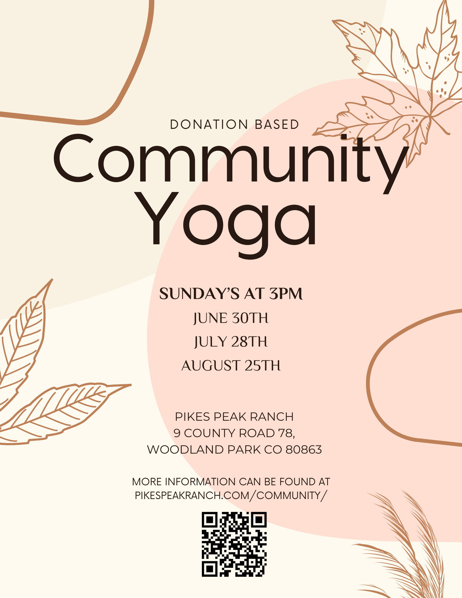 Community Yoga Pikes Peak Ranch June - August Yoga