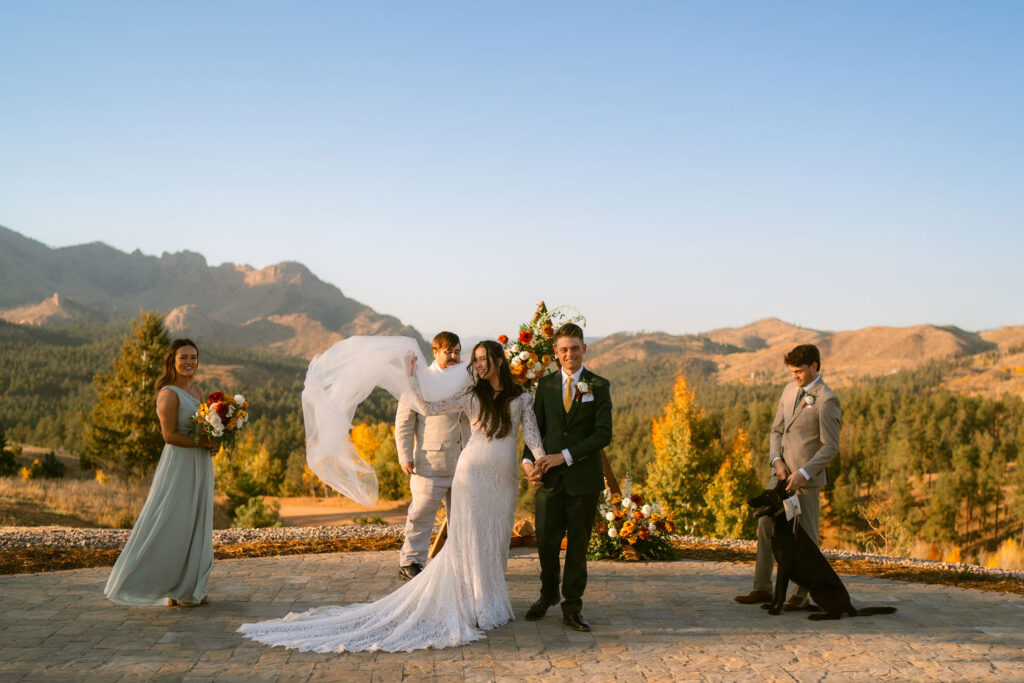 Colorado Mountain Wedding Venues_Bride & Groom Walking Down the Aisle