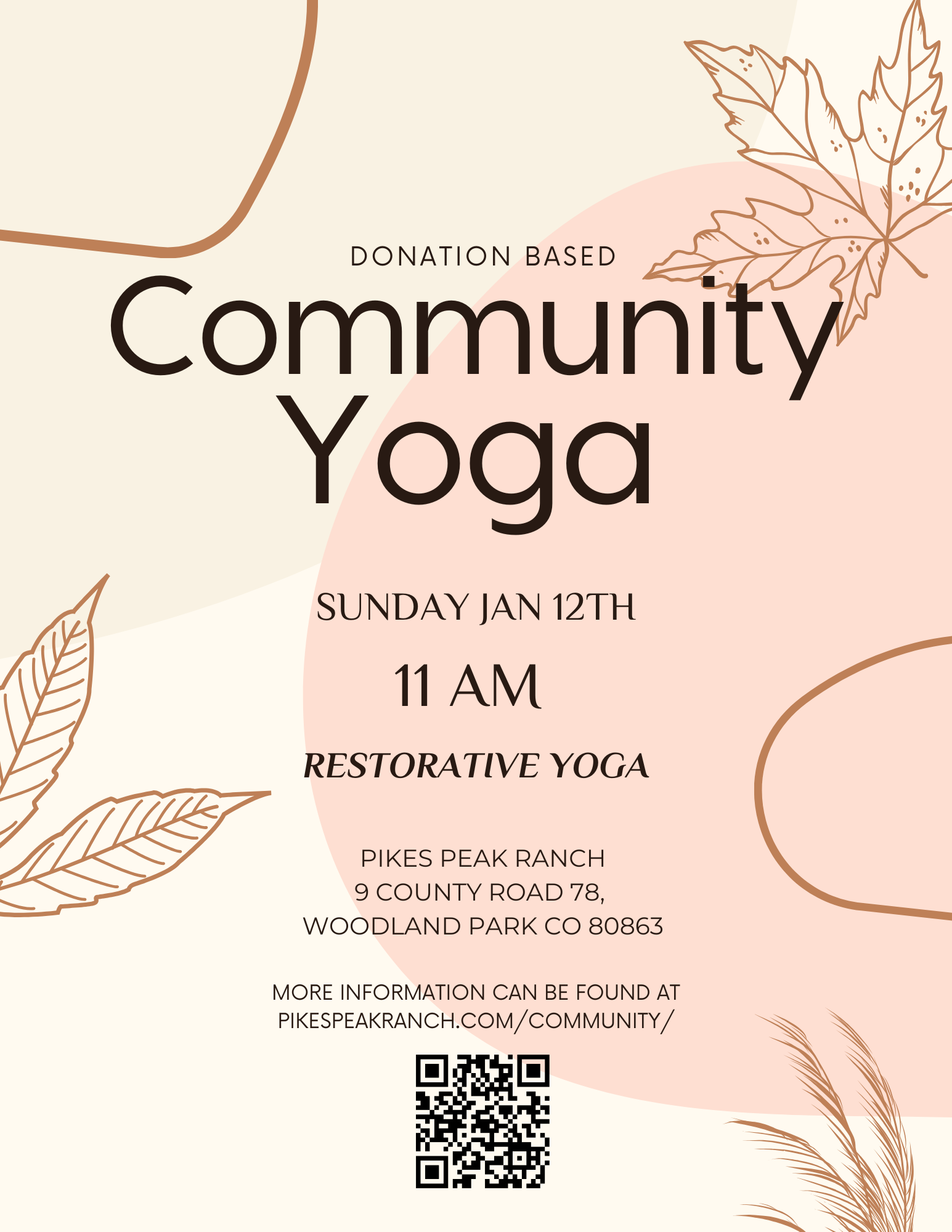 Restorative Community Yoga Flyer Sunday January 5th